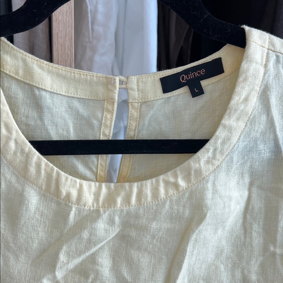 Quince Light Yellow 100% Linen Tank Top size L - Picture 2 of 4